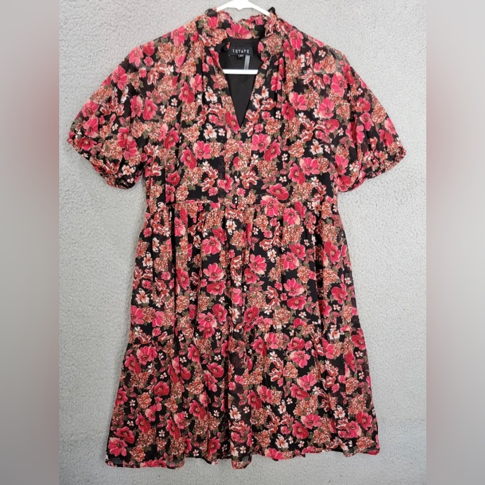 1. State red floral dress
